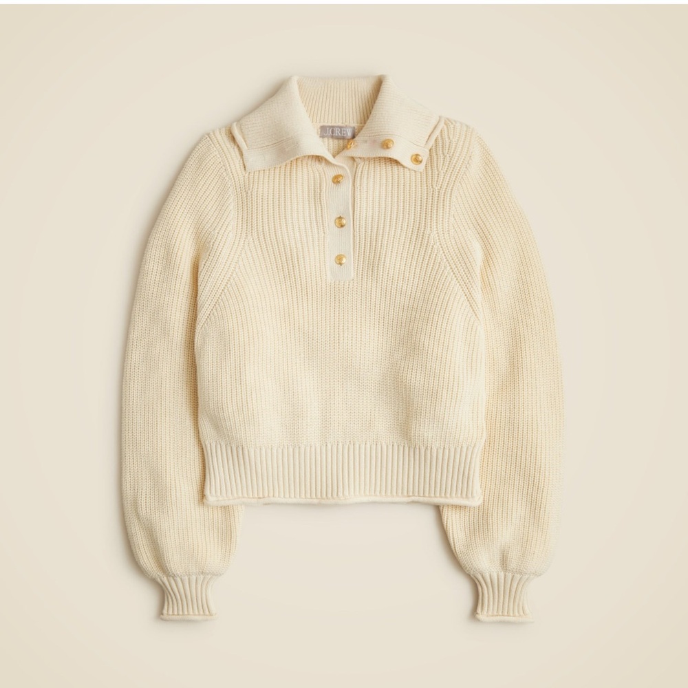 NWOT J.Crew Ribbed 100% cotton button-collar sweater